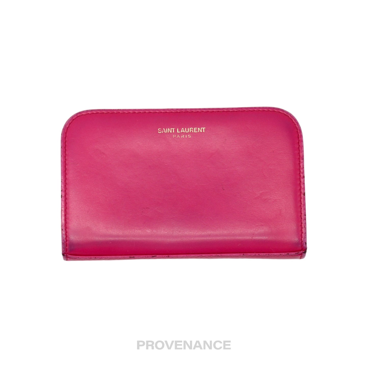 🔴 Saint Laurent Paris SLP Compact Zip Card Wallet - Pink