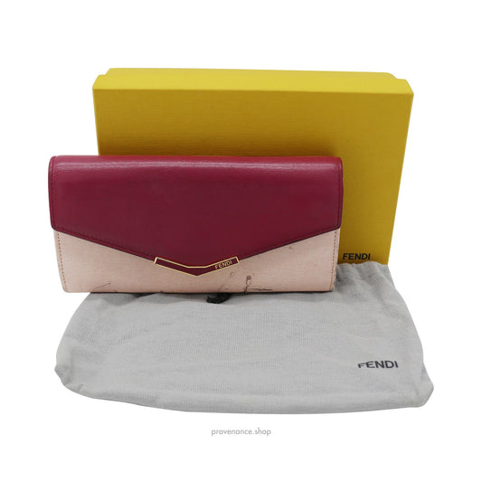 🔴 Fendi Long Wallet - Fuchsia Pink Leather
