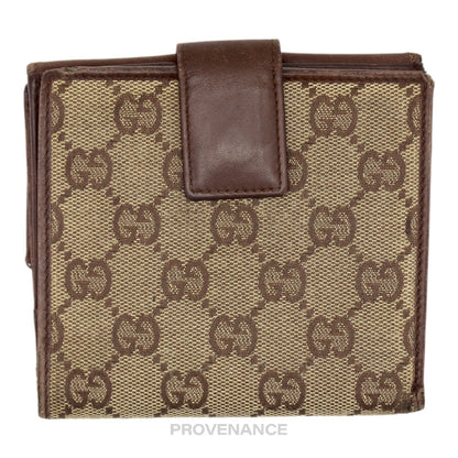 🔴 Gucci Trifold Wallet - GG Canvas Brown