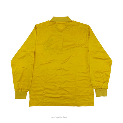 🔴 BALENCIAGA Embroidered Long Sleeve Polo Shirt - Yellow