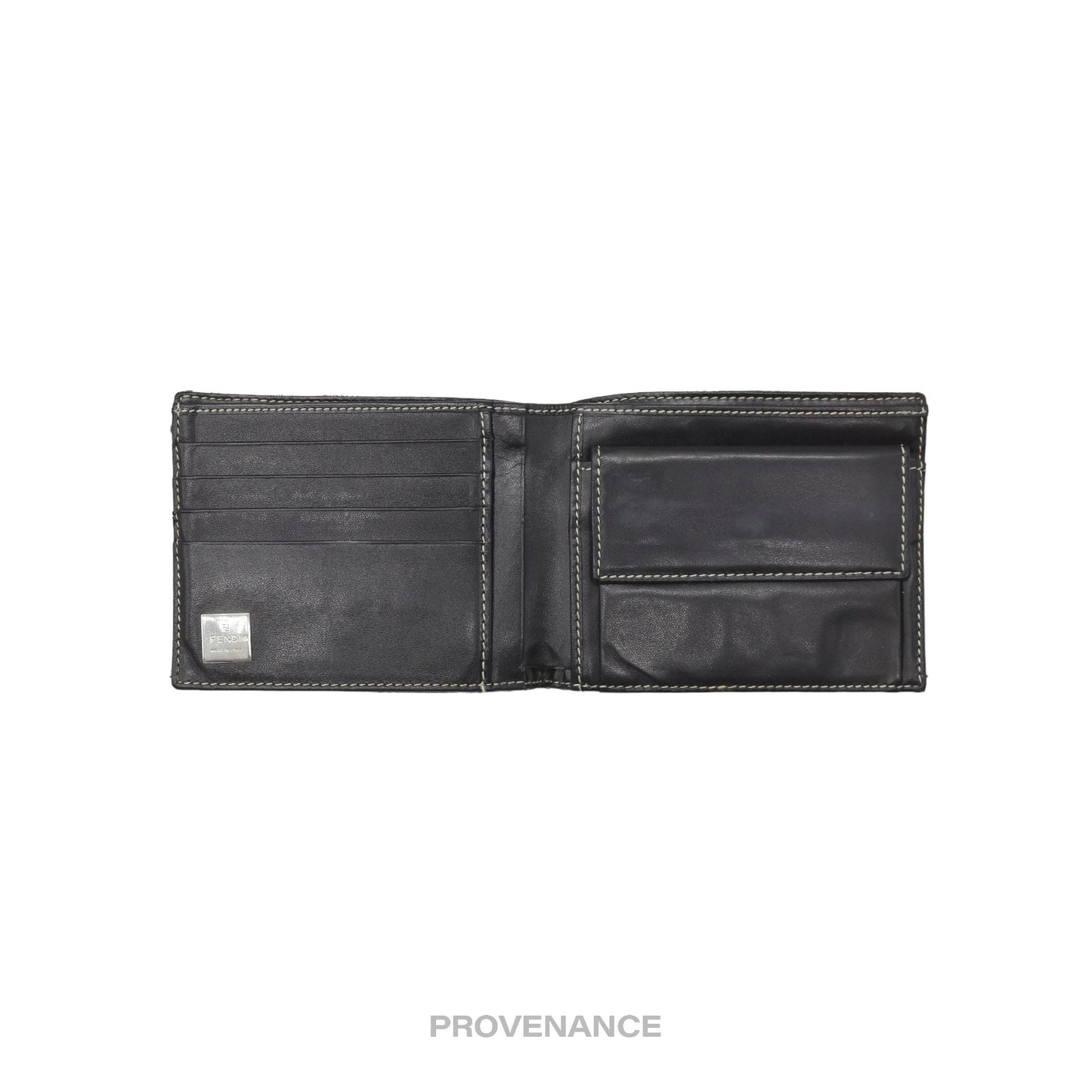 🔴 Fendi Bifold Wallet - Micro FF Zucca Canvas Navy