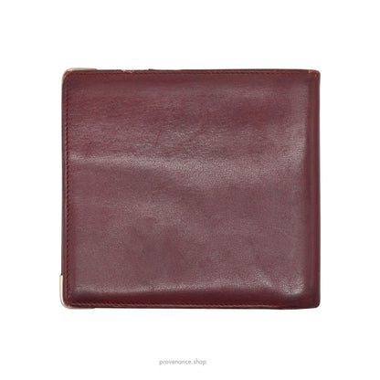 🔴 Cartier Bifold Wallet - Burgundy Calfskin Leather