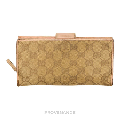 🔴 Gucci Long Wallet - GG Canvas Powder Pink