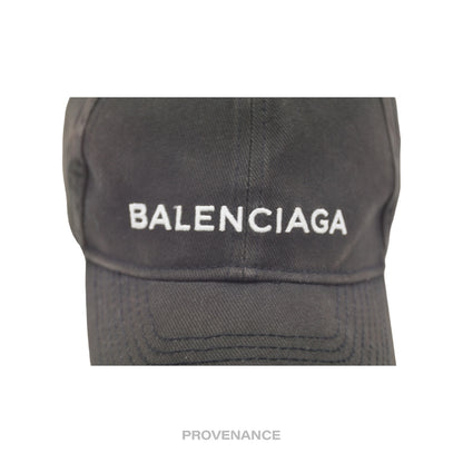 🔴 Balenciaga Embroidered Logo Cap - Washed Black