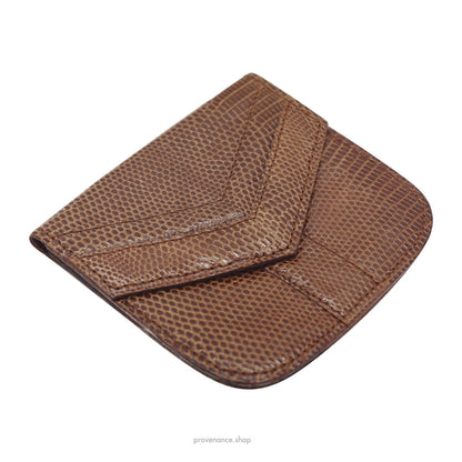 🔴 Yves Saint Laurent Lizard Coin Wallet - Brown