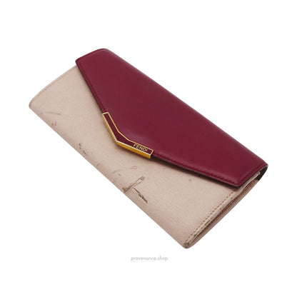 🔴 Fendi Long Wallet - Fuchsia Pink Leather