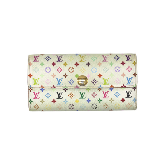 🔴 Louis Vuitton Sarah Long Wallet - Monogram Multicolore White