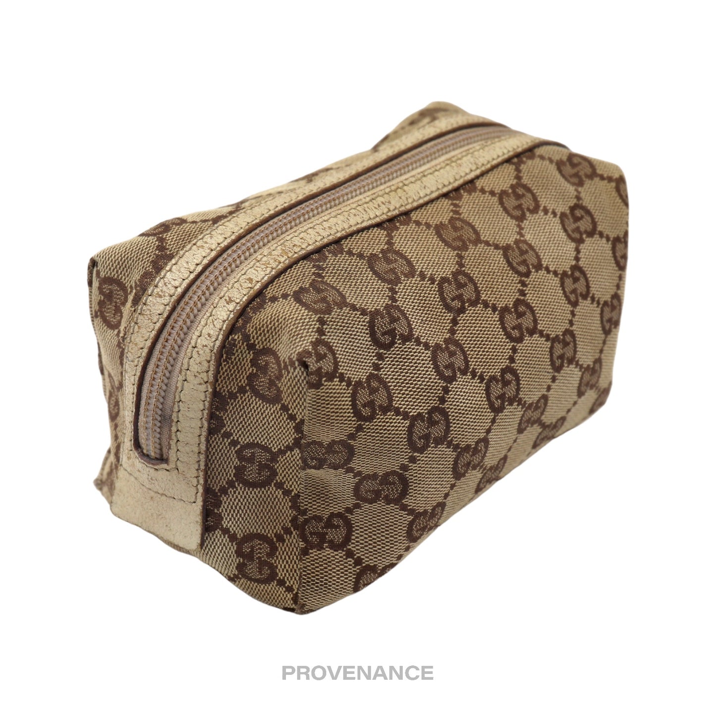 🔴 Gucci GG Canvas Zip Pouch - Brown  Ivory