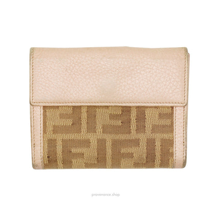 🔴 Fendi Compact Trifold Wallet - Pink Zucca FF