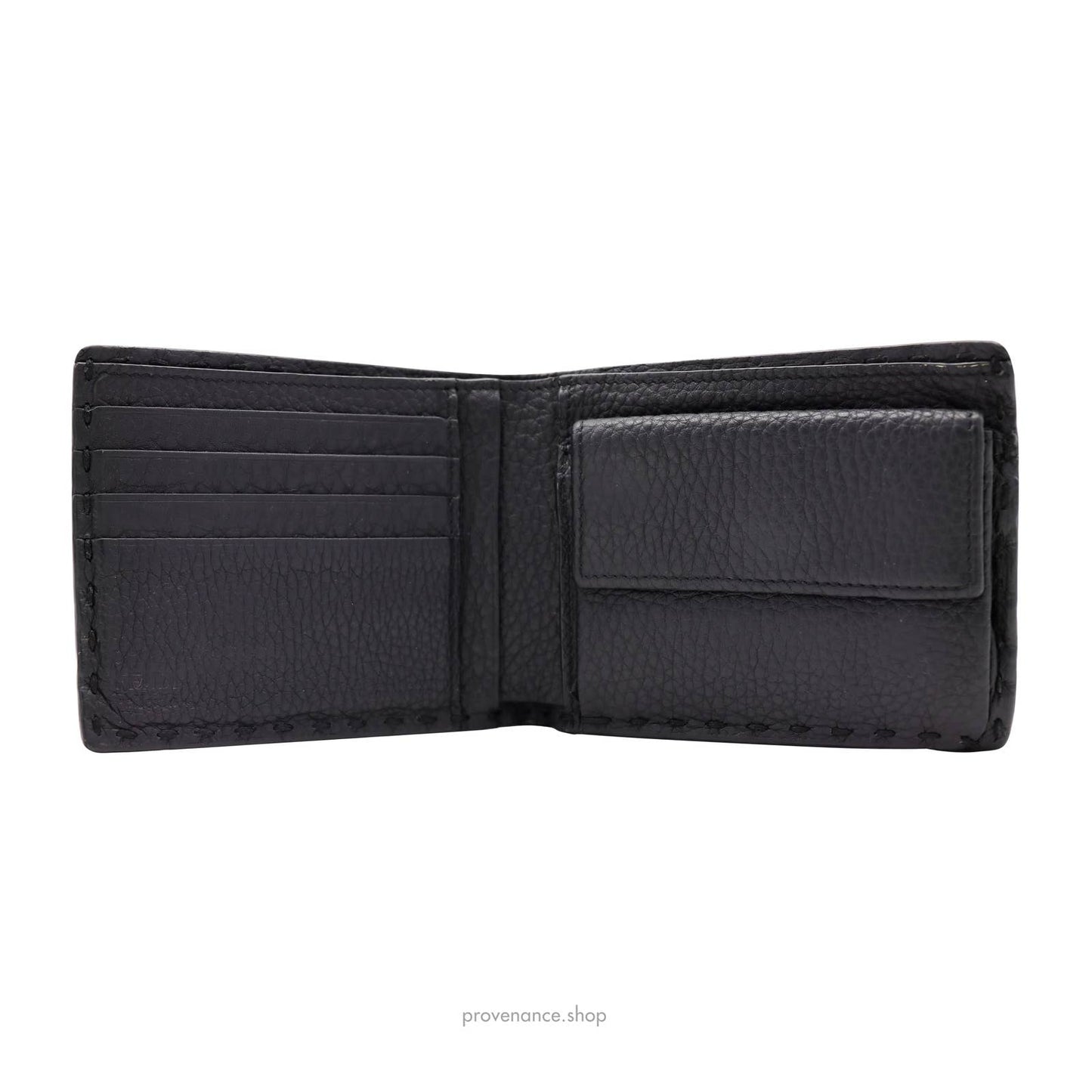 🔴 Fendi Selleria Horizontal Wallet - Black Roman Leather