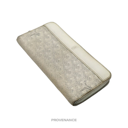 🔴 Goyard Matignon Zipped Wallet - White Goyardine