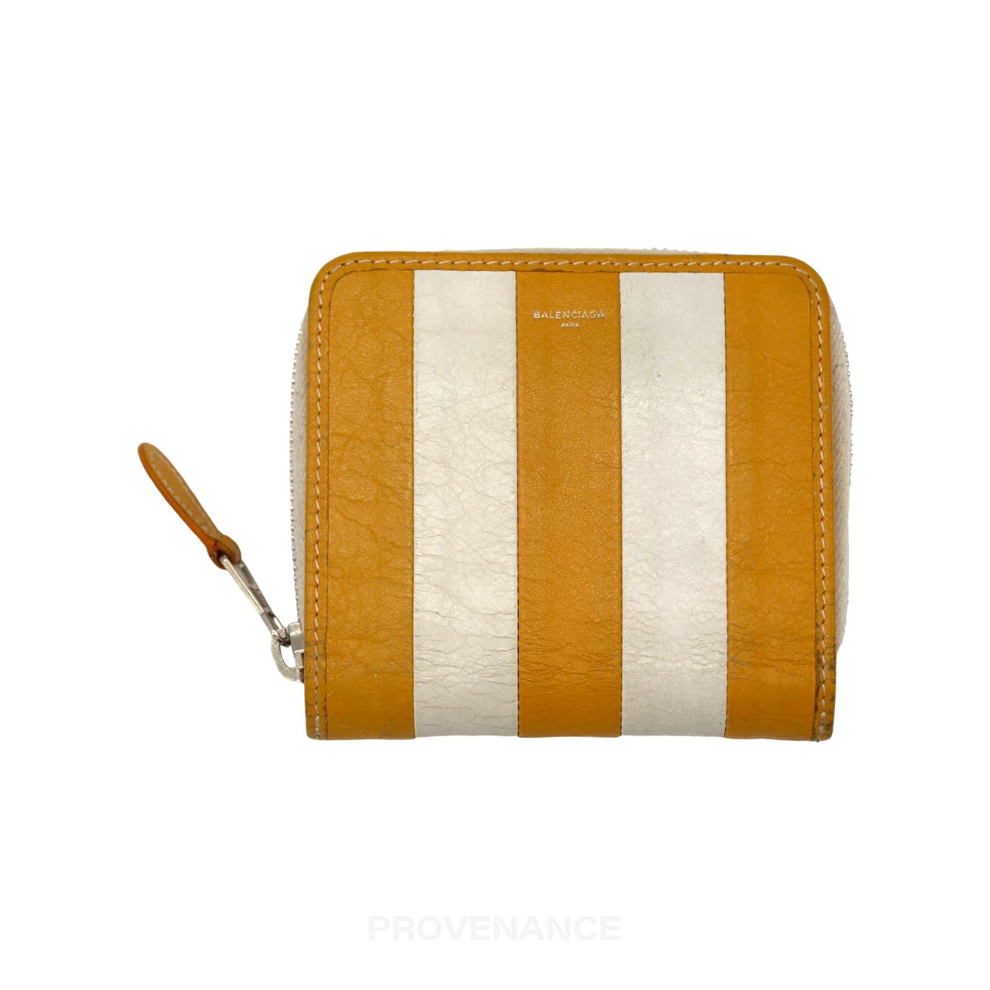 🔴 Balenciaga Bazaar Zip Wallet - Yellow Striped