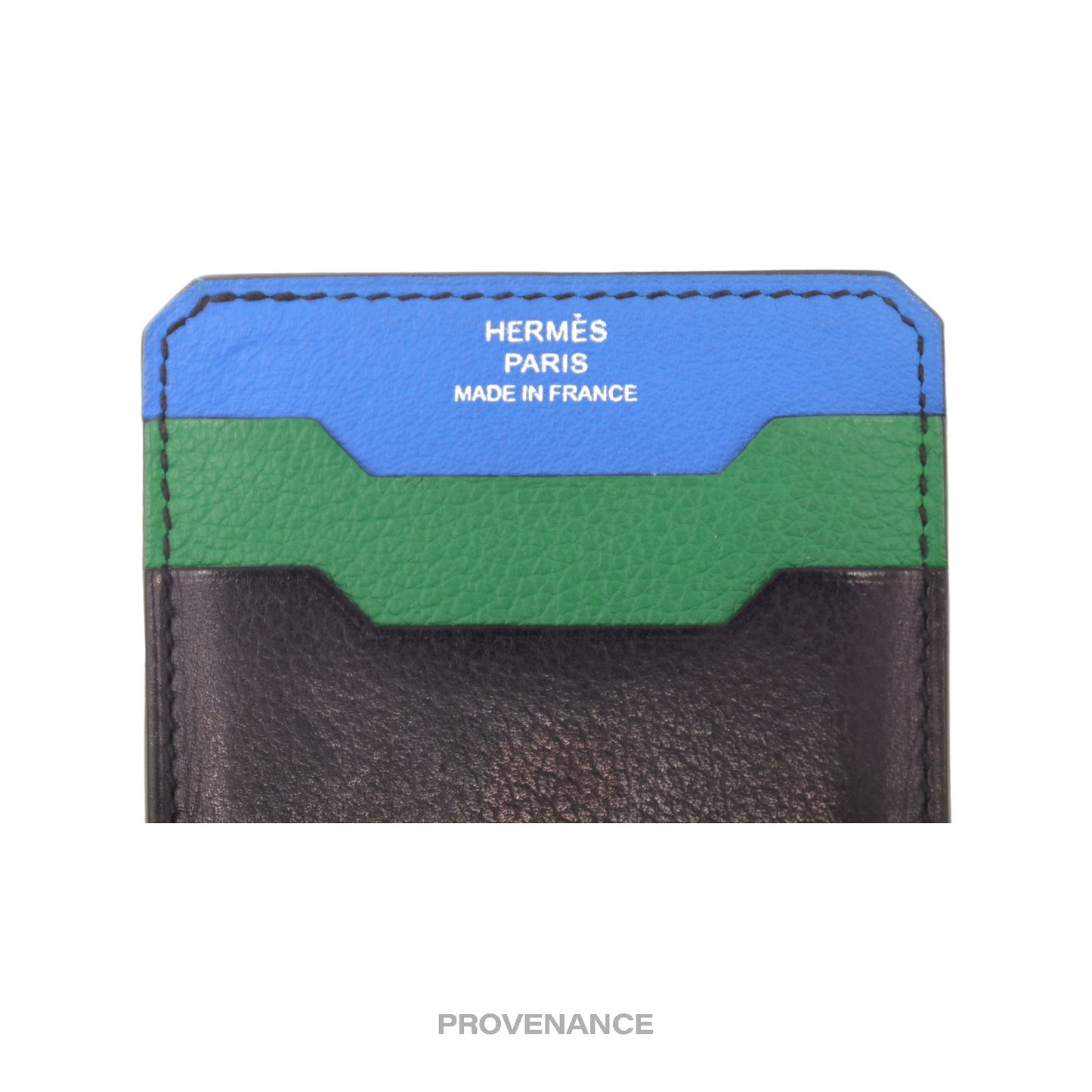 🔴 Hermès 3CC Wallet - Blue/Black/Green Leather