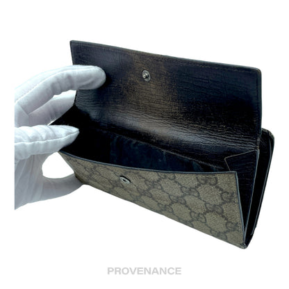🔴 Gucci Long Wallet - GG Supreme Brown
