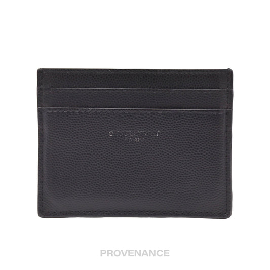 🔴 Saint Laurent Paris SLP Card Wallet - Black Pebbled Leather