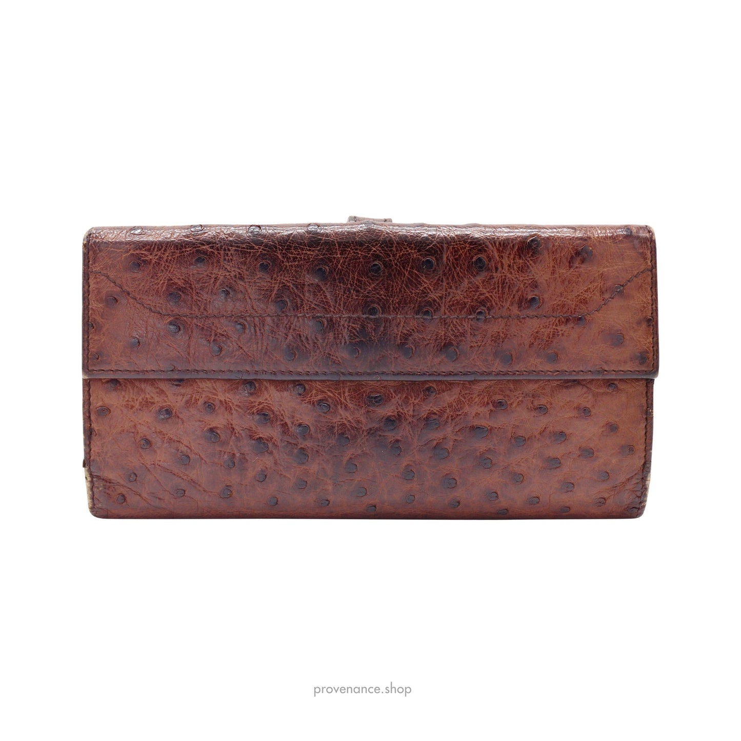 🔴 Gucci Long Wallet - Brown Ostrich Leather
