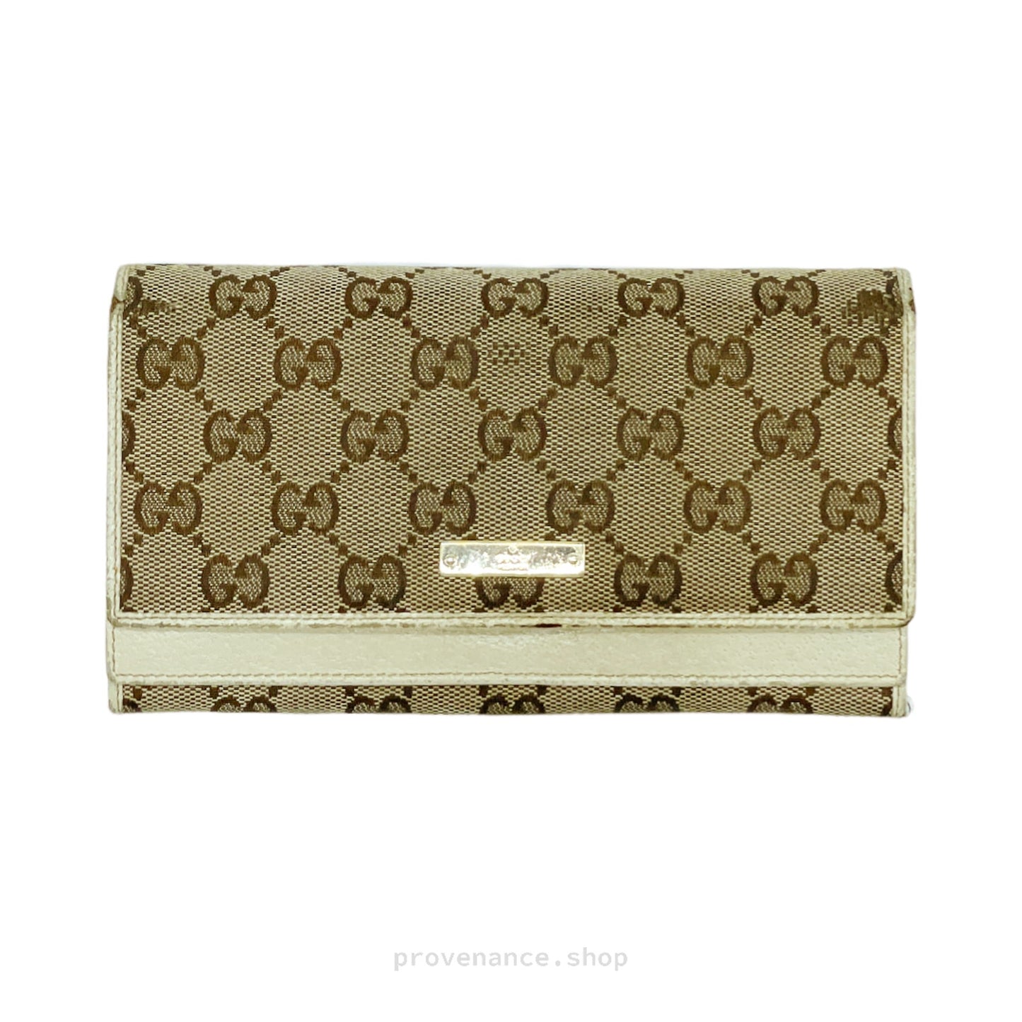 🔴 Gucci GG Canvas Long Wallet - White