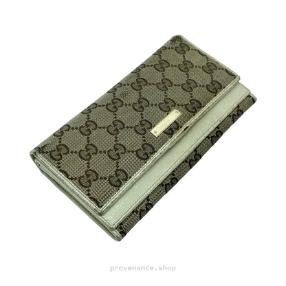 🔴 Gucci GG Canvas Long Wallet - White