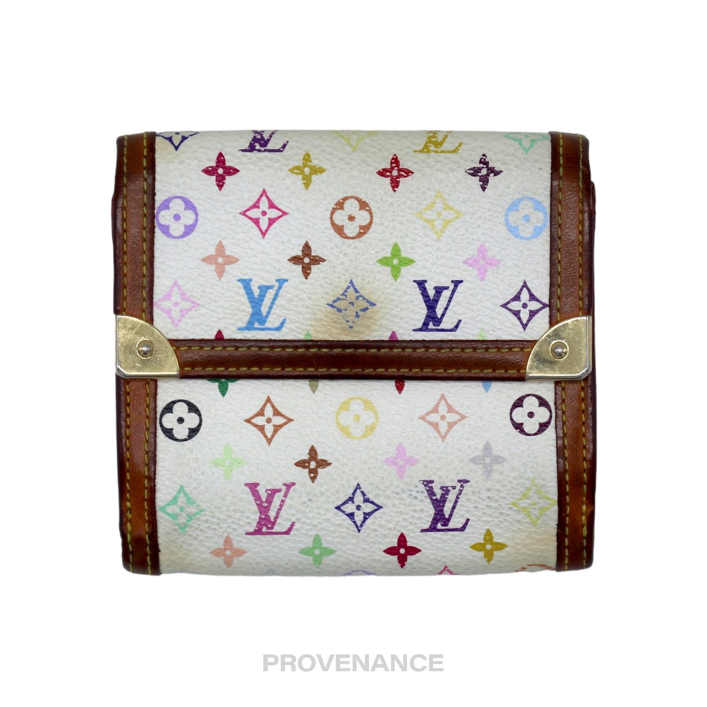 🔴 Louis Vuitton Elise Trifold Wallet - Monogram Multicolore White