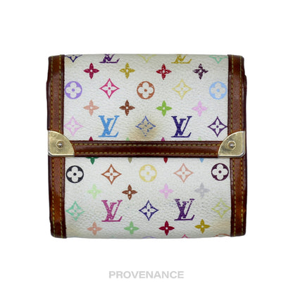 🔴 Louis Vuitton Elise Trifold Wallet - Monogram Multicolore White