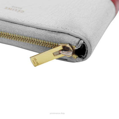 🔴 Celine Compact Zip Wallet - White/Red