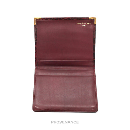 🔴 Givenchy Pocket Organizer Wallet - Burgundy Crocodile