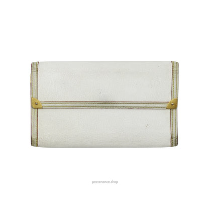 🔴 Louis Vuitton International Wallet - White Suhali Leather