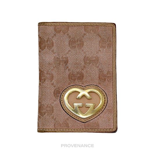 🔴 Gucci Heart Pocket Organizer Wallet - Pink GG Canvas