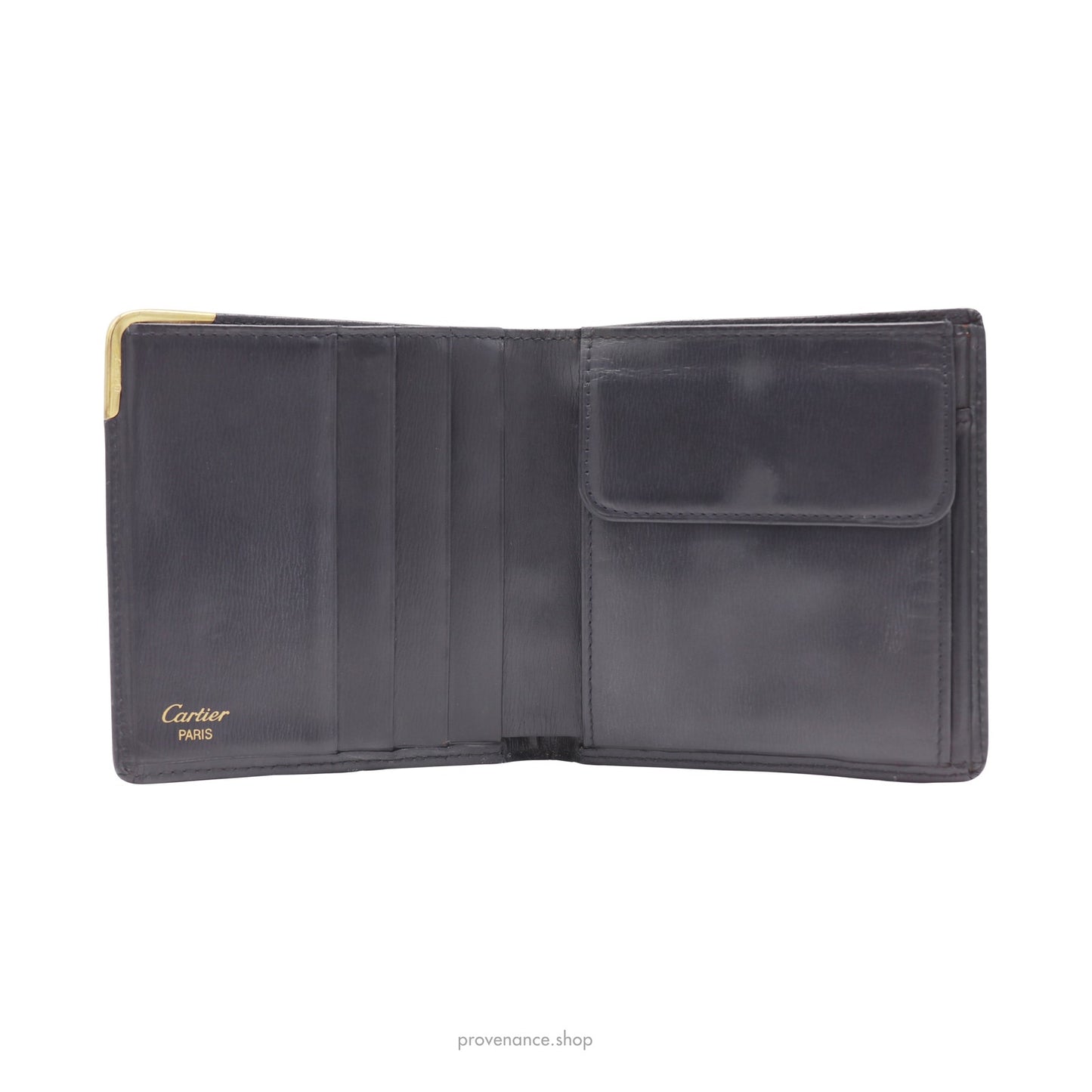 🔴 Cartier Saphir 24K Bifold Wallet - Navy Blue Leather