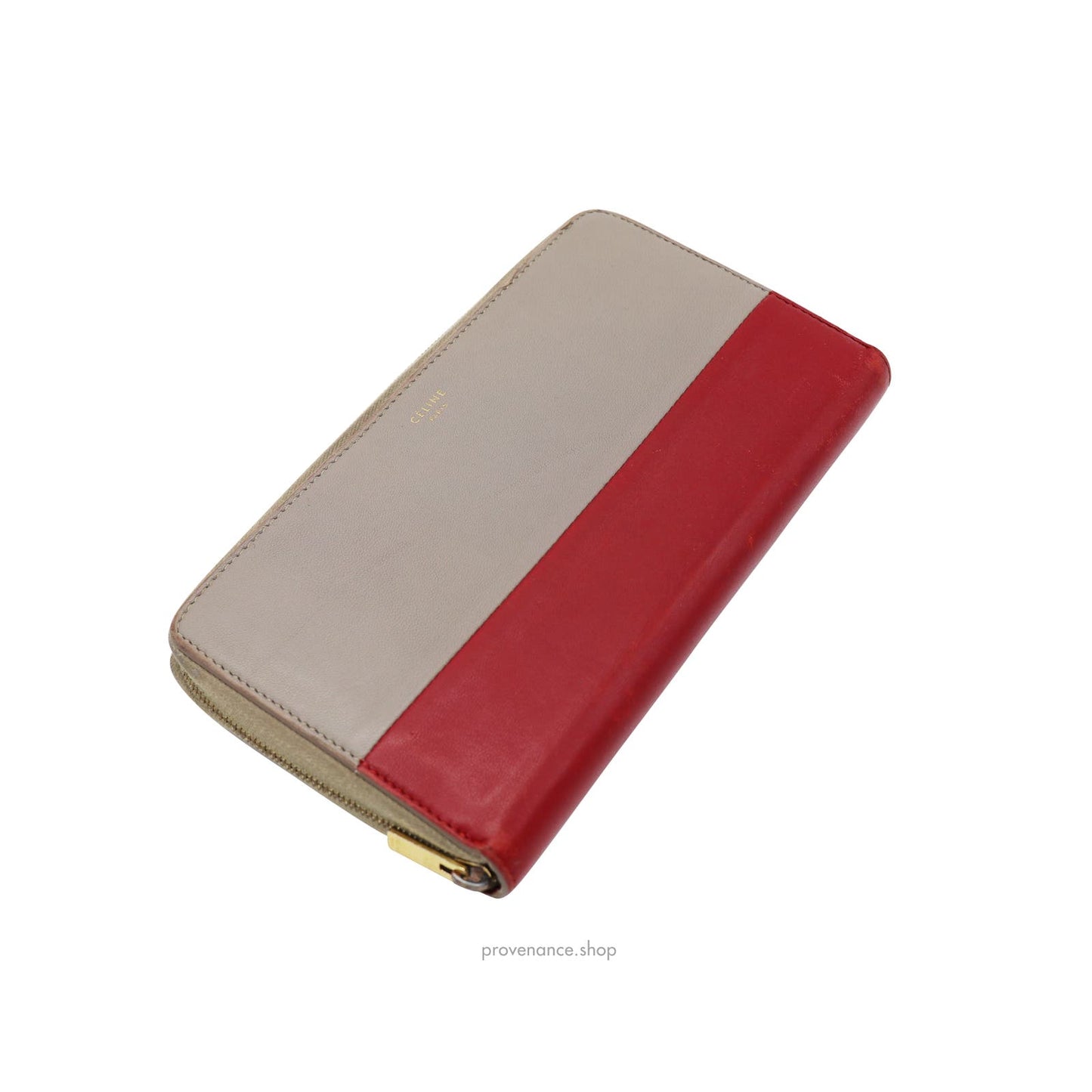 🔴 Celine Multifunction Zip Wallet - Grey/Red
