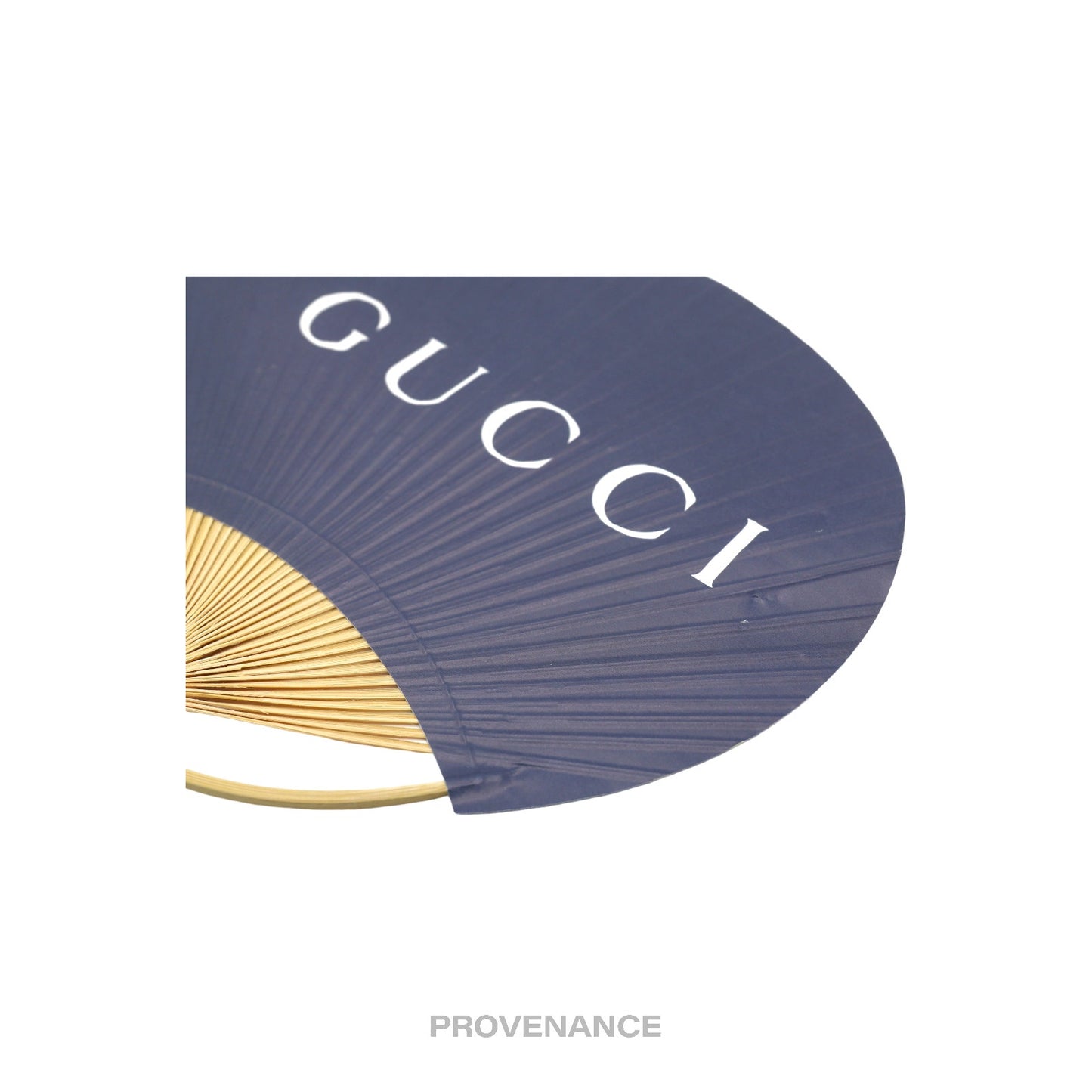 🔴 Gucci Logo Bamboo Hand Fan - Navy