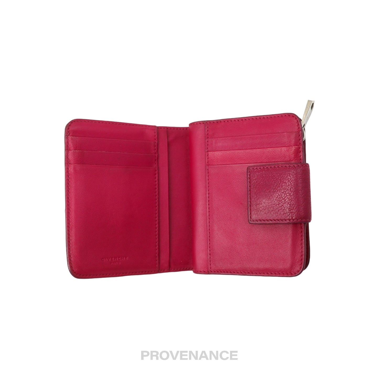 🔴 Givenchy Compact Snap Wallet - Pink Leather