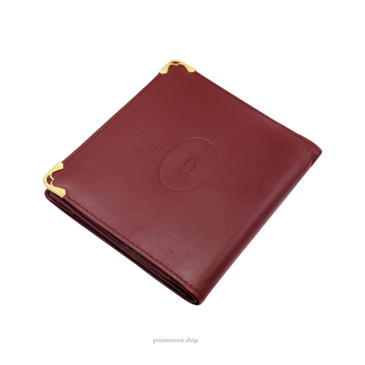 🔴 Cartier Bifold Wallet - Burgundy Calfskin Leather