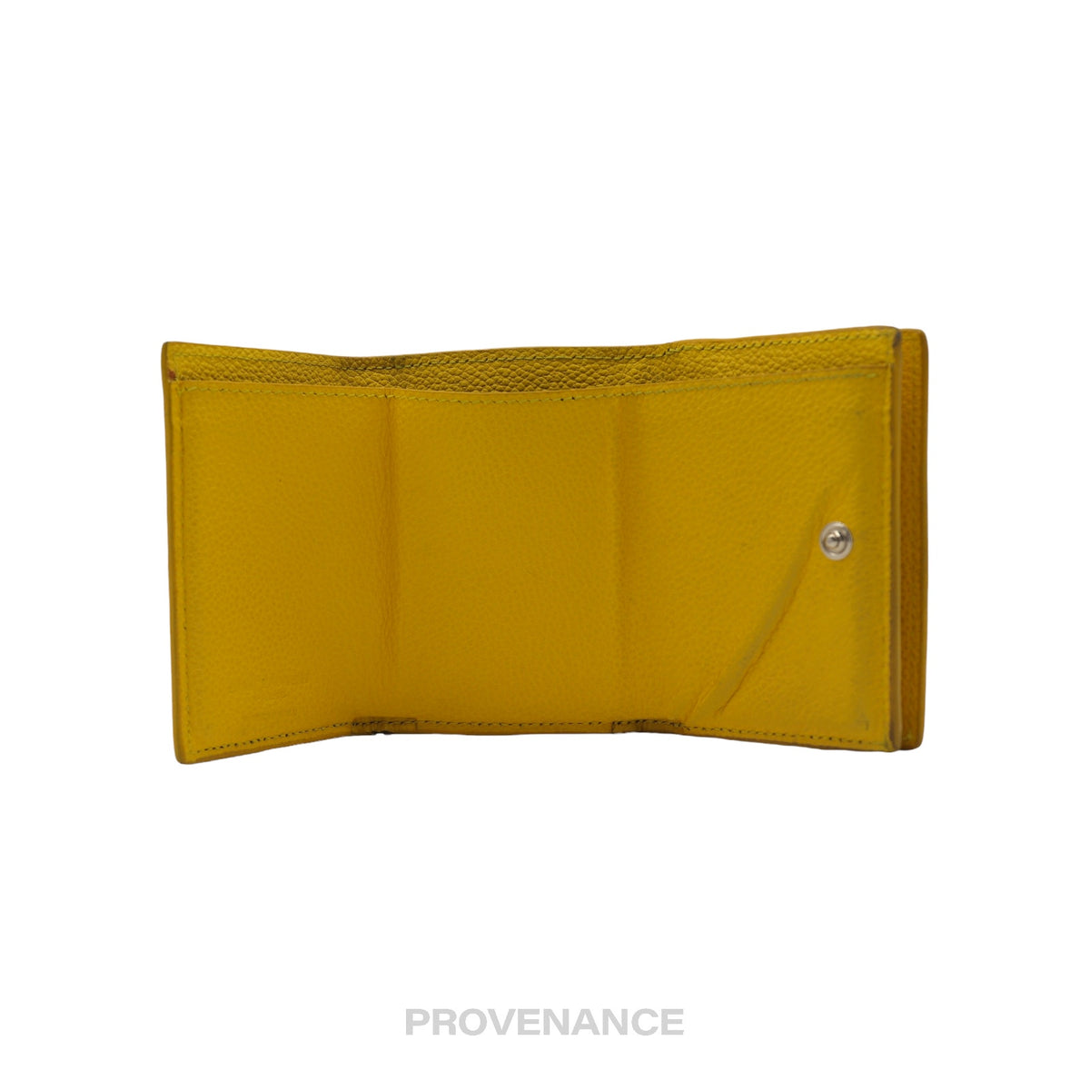 🔴 Saint Laurent Paris SLP Trifold Card Wallet - Yellow Leather