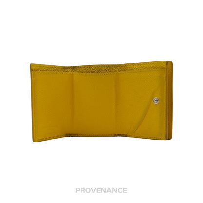 🔴 Saint Laurent Paris SLP Trifold Card Wallet - Yellow Leather