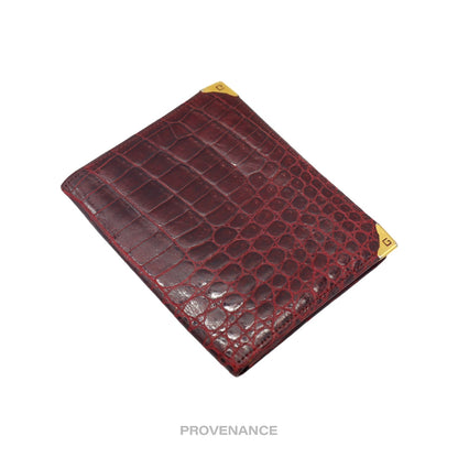 🔴 Givenchy Pocket Organizer Wallet - Burgundy Crocodile