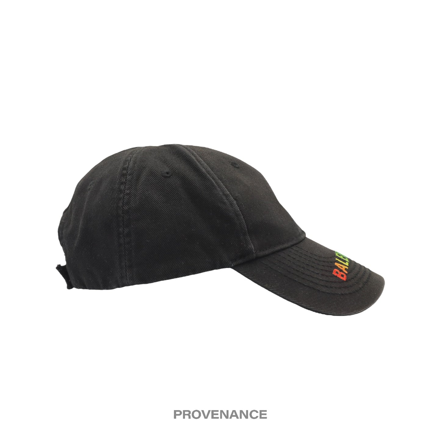 🔴 Balenciaga Embroidered Rainbow Logo Cap - Washed Black