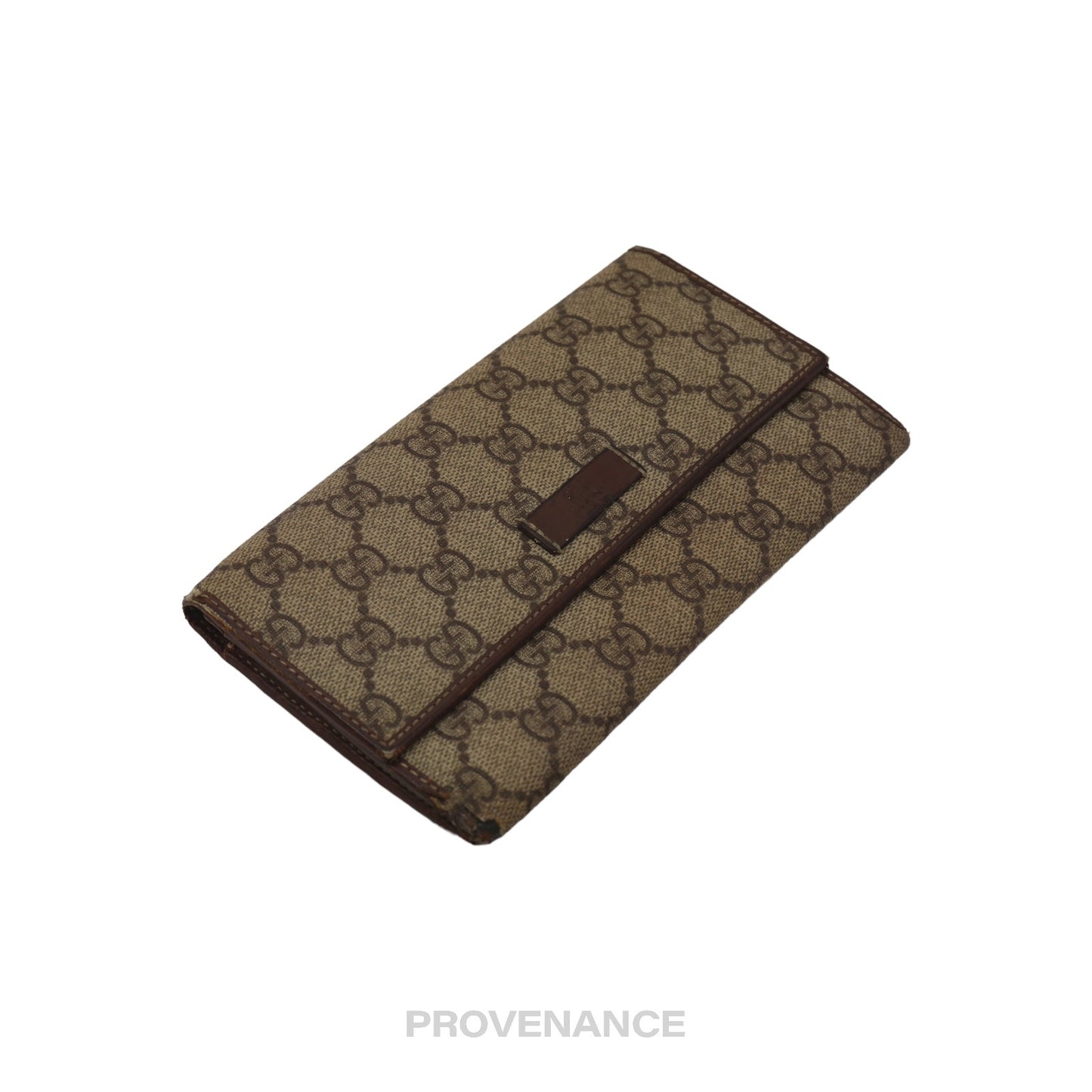 🔴 Gucci Snap Long Wallet - GG Supreme Brown