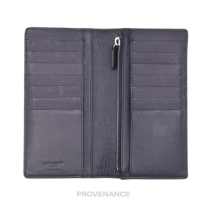 🔴 SLP Zip Long Wallet - Navy Leather