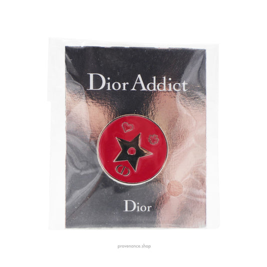 🔴 Dior Addict Pin Badge - Palladium Red Enamel