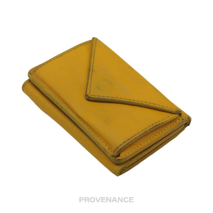 🔴 Balenciaga Papier Mini Wallet - Yellow Leather