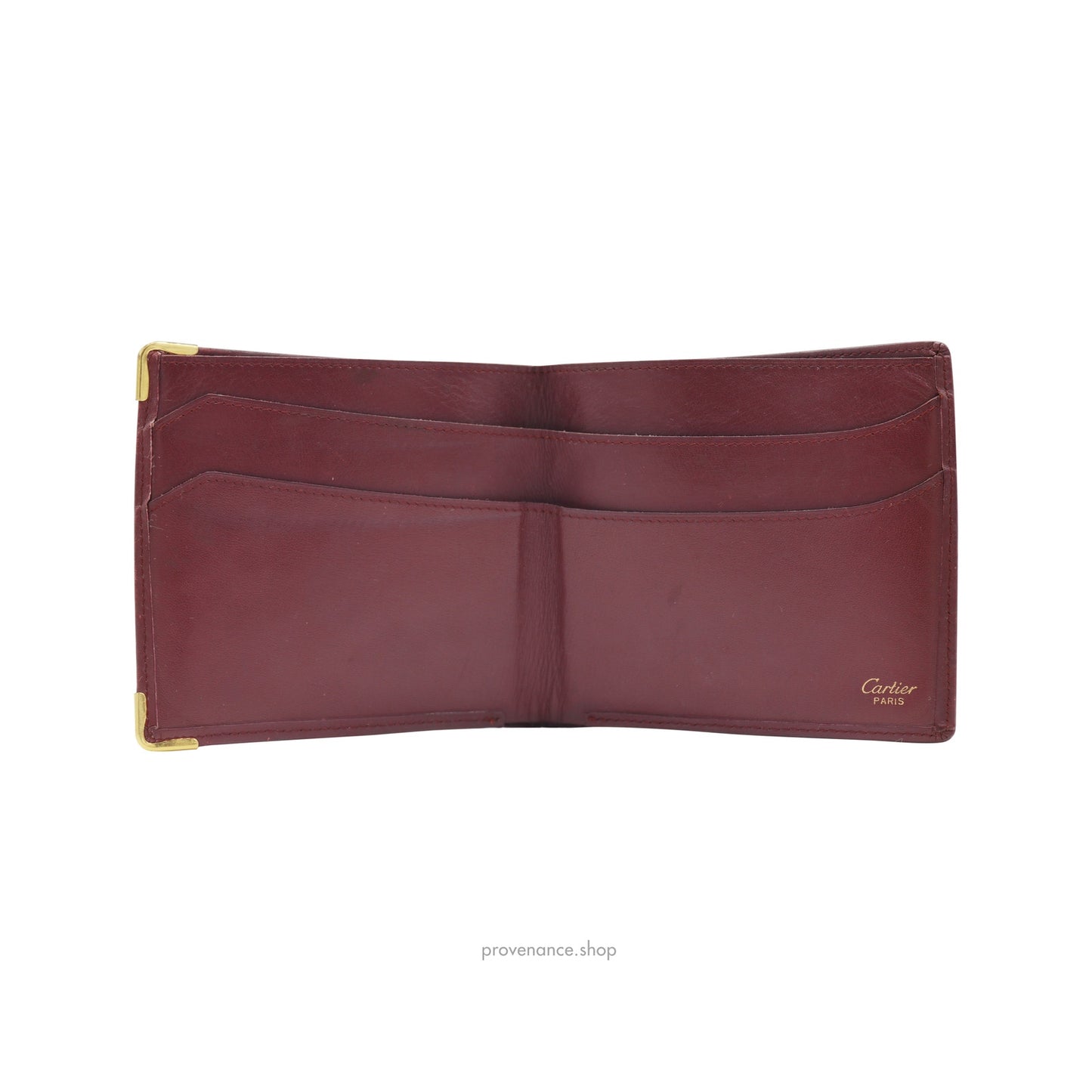 🔴 Cartier Bifold Wallet - Burgundy Calfskin Leather