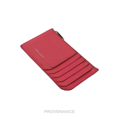 🔴 Saint Laurent Paris SLP Fragment Zip Card Wallet - Pink