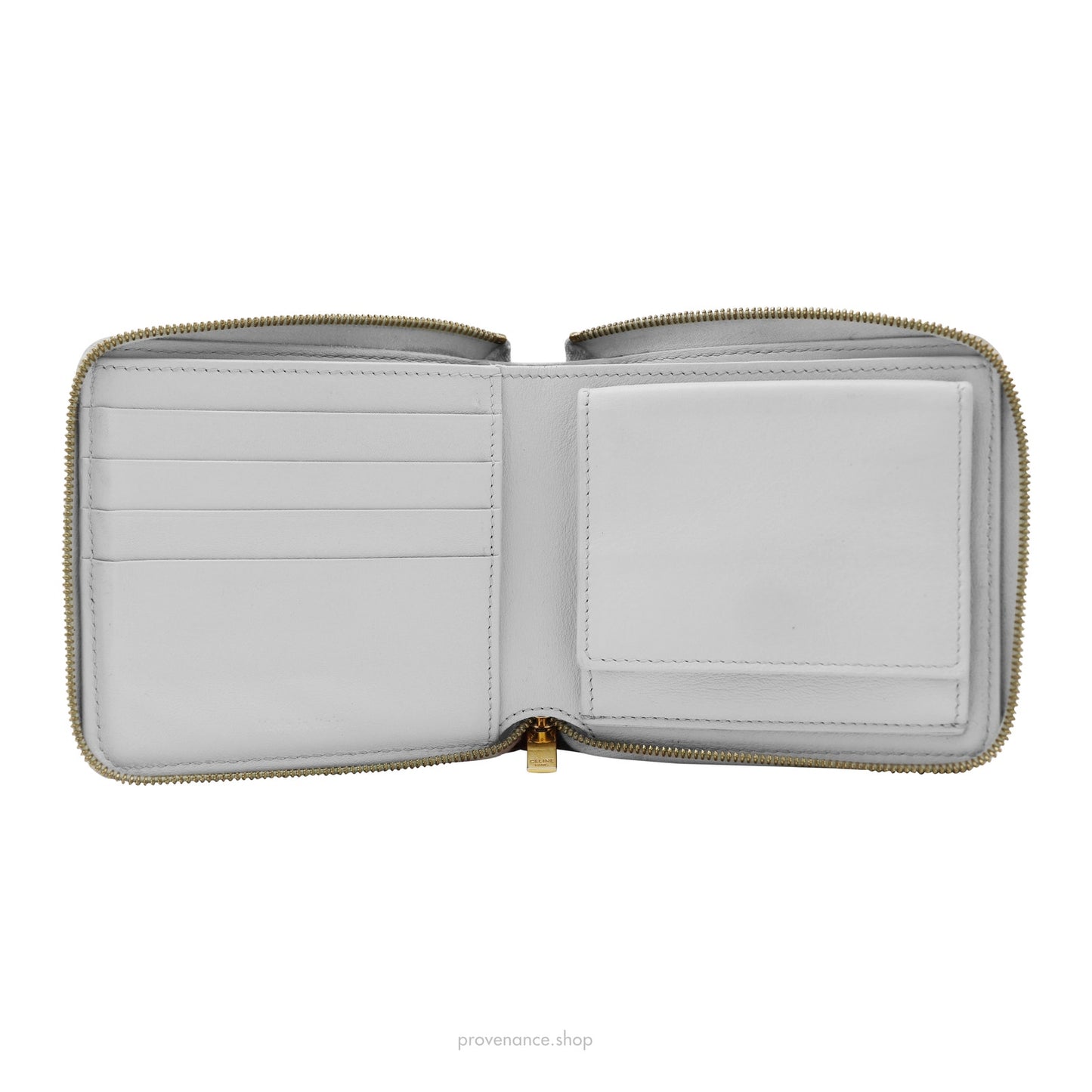 🔴 Celine Compact Zip Wallet - White/Red