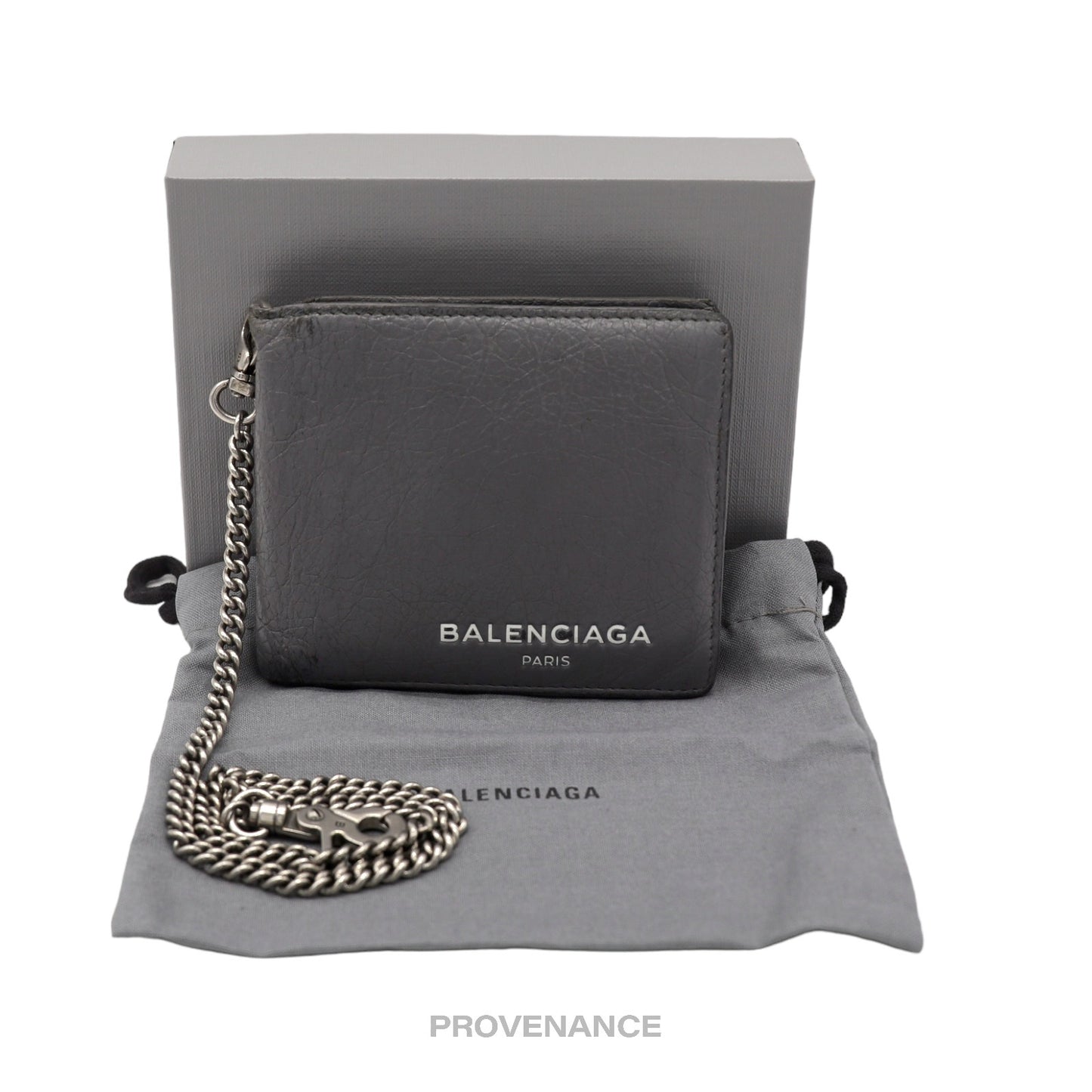 🔴 Balenciaga Explorer Chain Wallet - Gray Leather