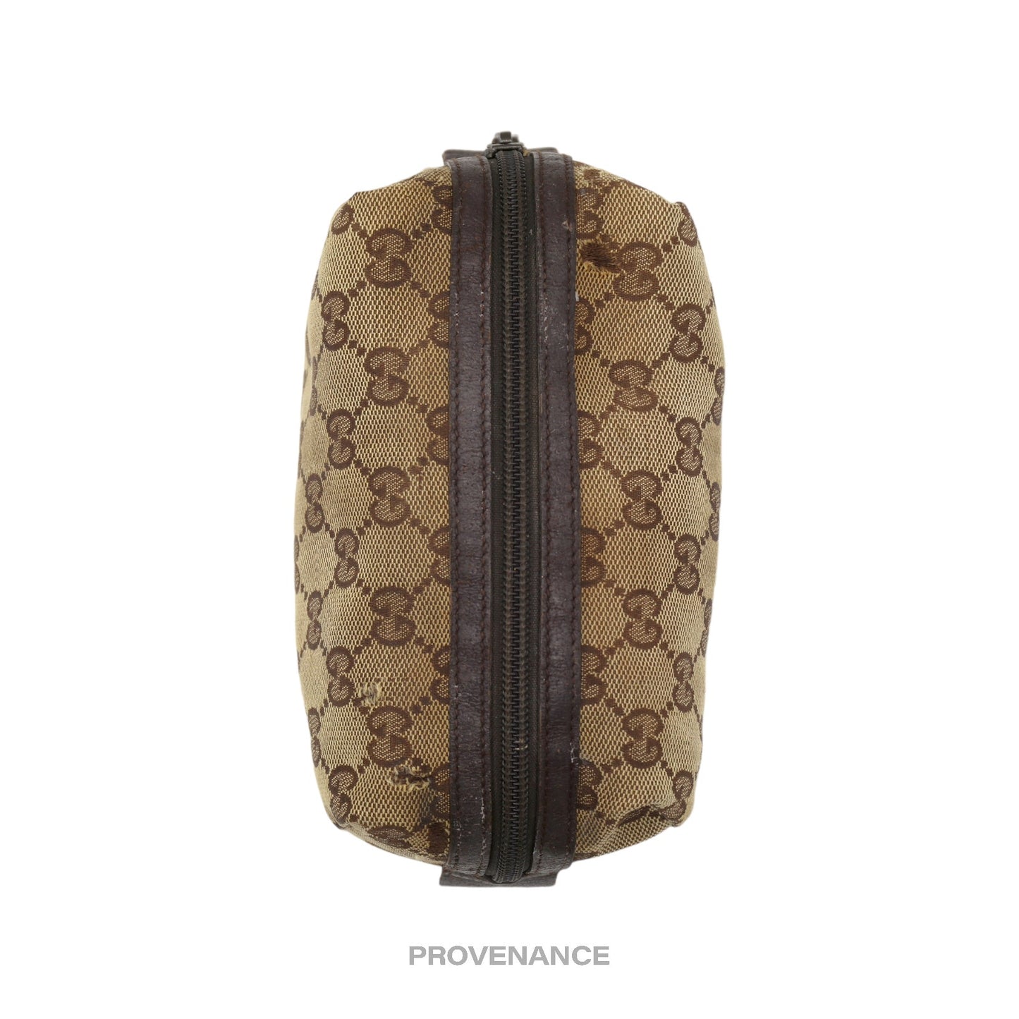 🔴 Gucci Zip Pouch - GG Canvas Brown