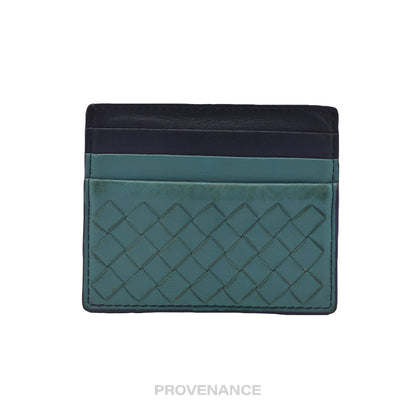 🔴 Bottega Veneta Card Holder Wallet - Blue Intrecciato