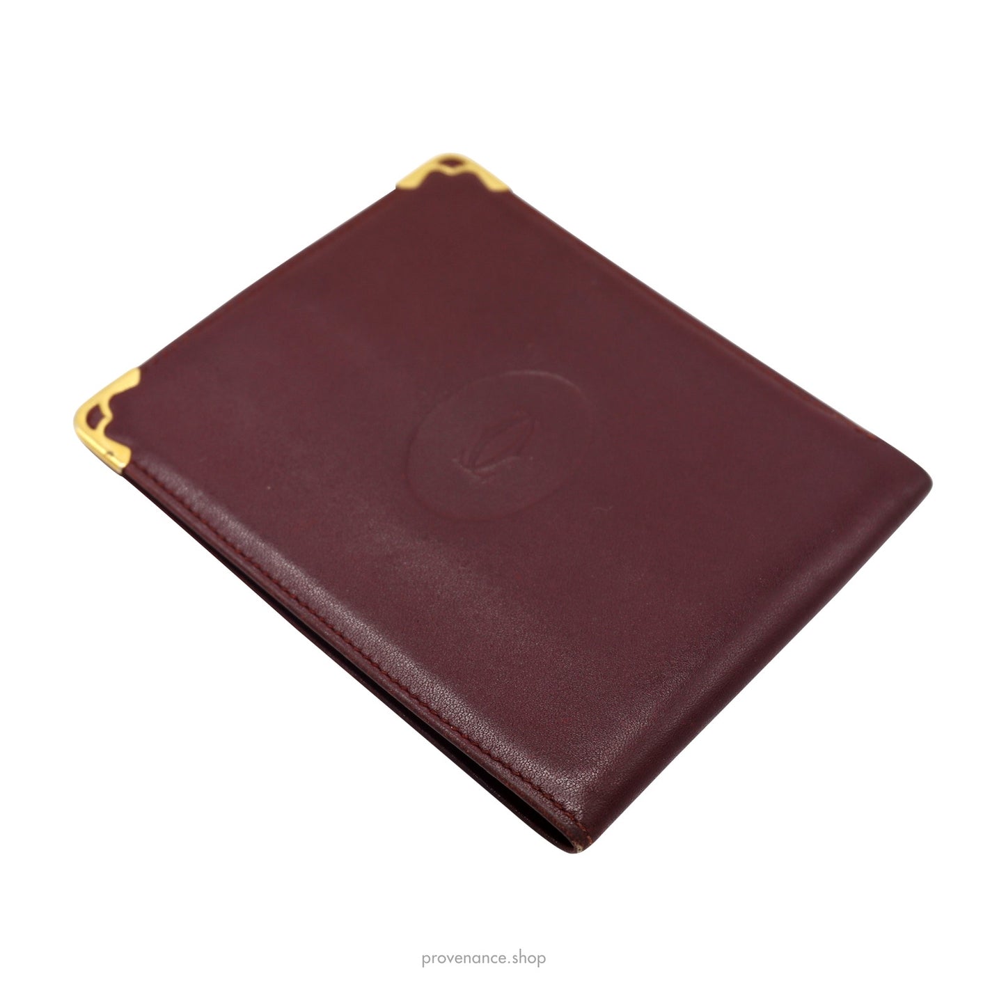 🔴 Cartier Bifold Wallet - Burgundy Calfskin Leather