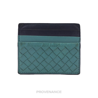 🔴 Bottega Veneta Card Holder Wallet - Blue Intrecciato