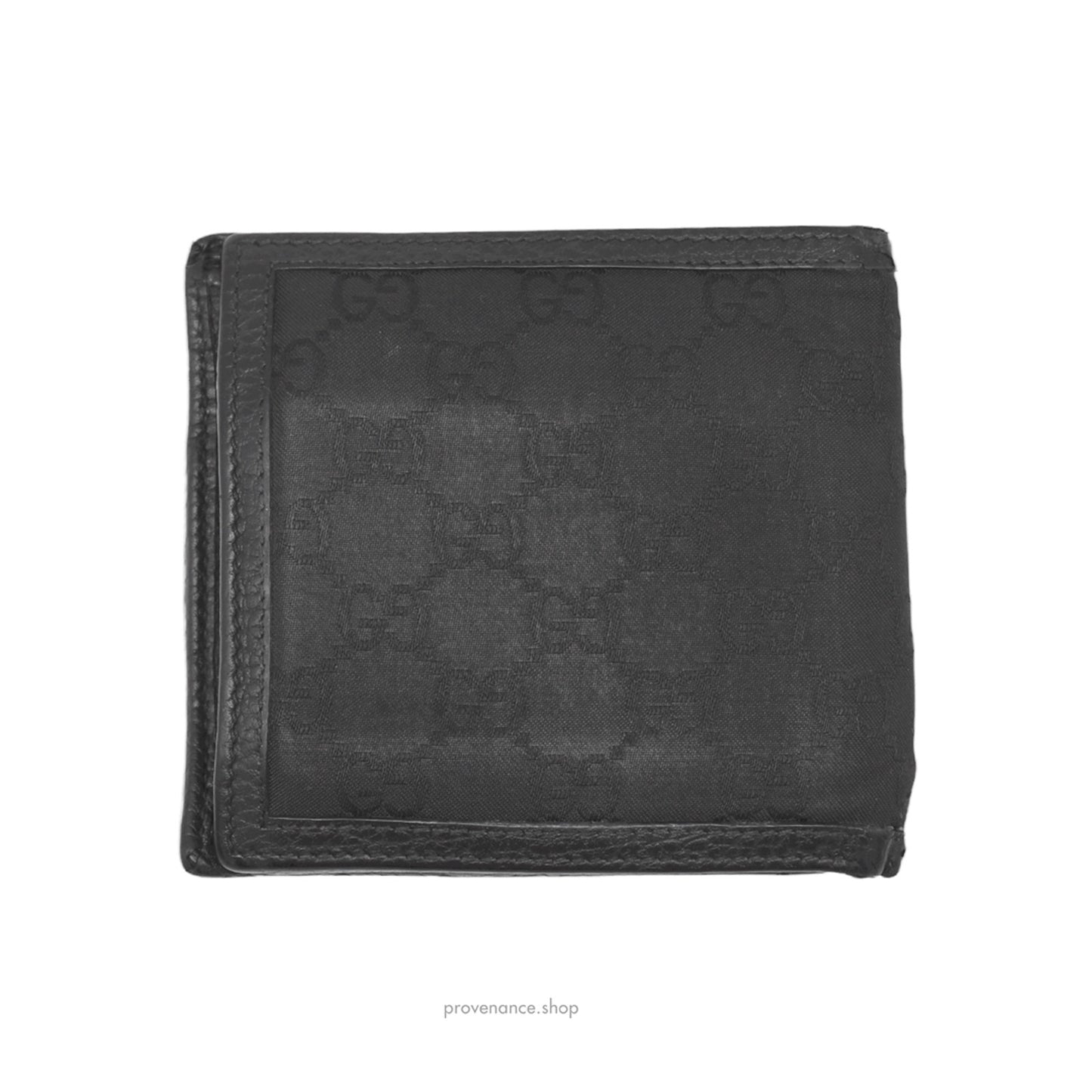 🔴 Gucci Bifold Wallet - Black GG Canvas with Leather Trim